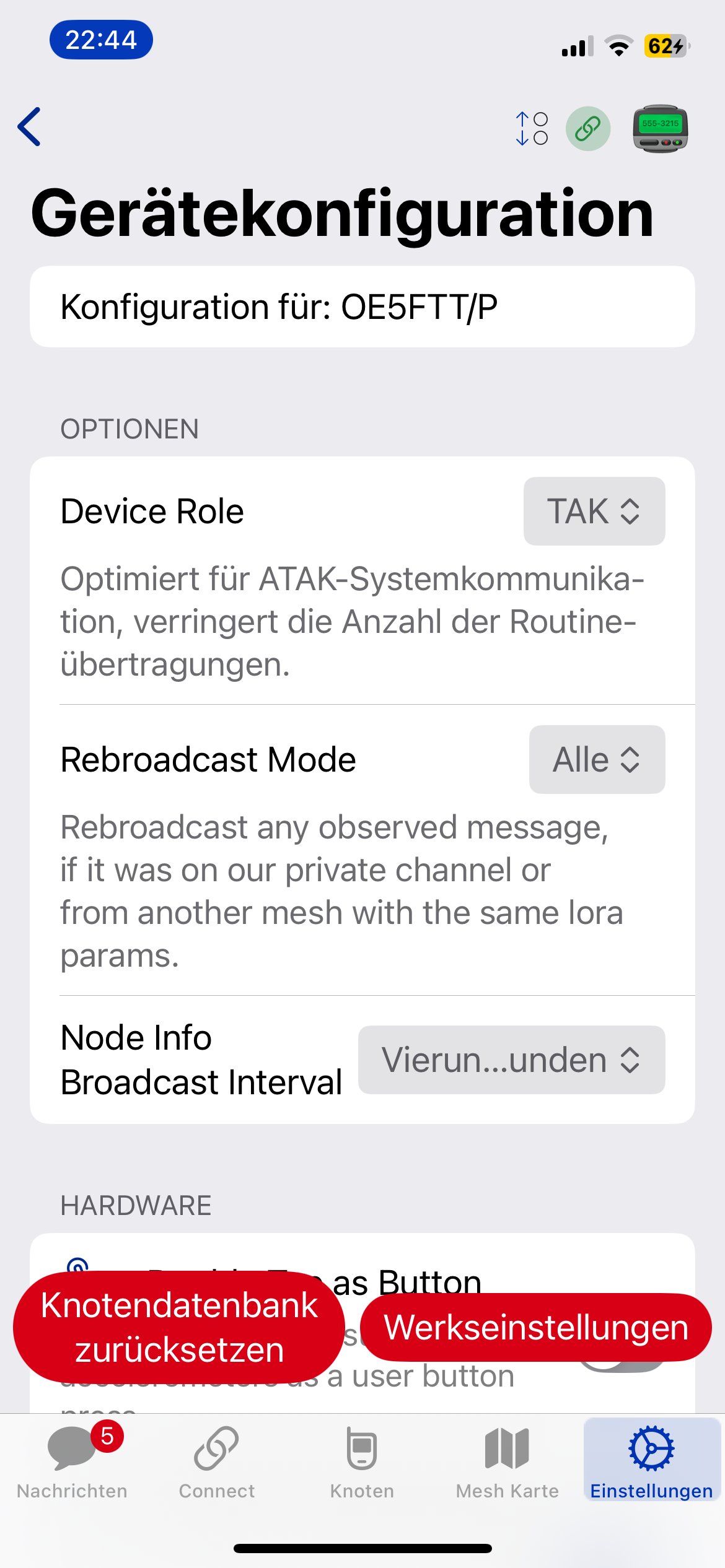 Meshtastic Gerät auf TAK-Modus setzen – wichtige Einstellung